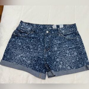 Floral Blue Jean Shorts